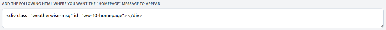Add WeatherWise html divs to your pages