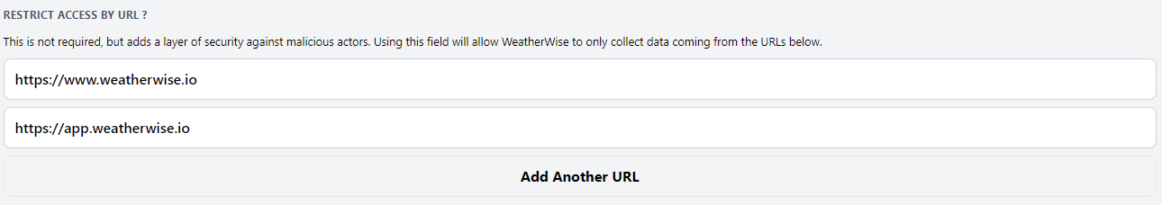 WeatherWise allows you to restrict access by domain name